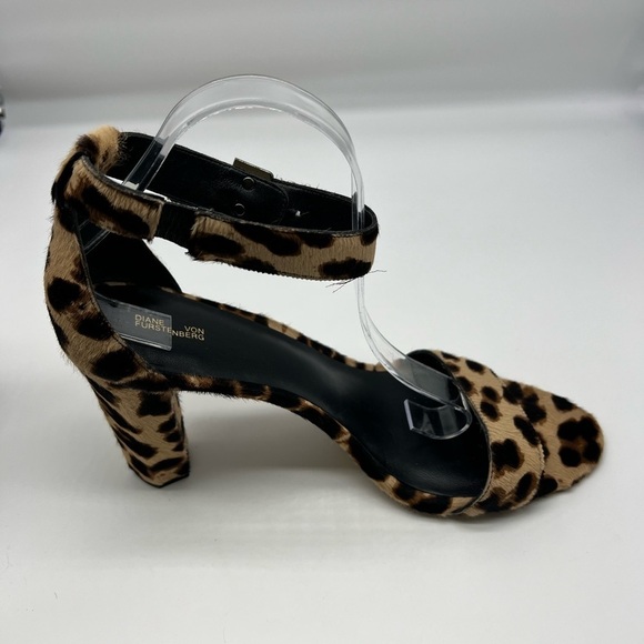 Diane Von Furstenberg - Chain-link Leopard Ankle Strap Open Toe High Heels SZ 11 - Picture 15 of 16